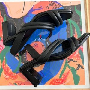 Caslon Womens Lennyn Slingback Sandals Size 8.5 M Black Leather Open Toe